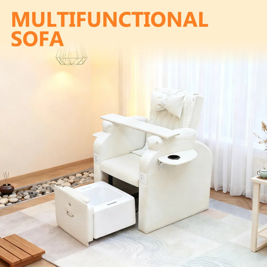 Electric White Manicure Pedicure Chairs Foot Care Spa Massage Without Plumbing