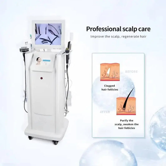 8 in 1 Scalp Treatment Machine High Frequency Vibration Hair Growth Scalp Massager Hair Analysis Device