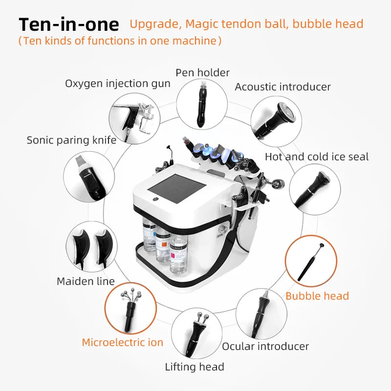 10in1 Dermabrasion facial Machine H2o2 Aqua Peeling Lift Skin