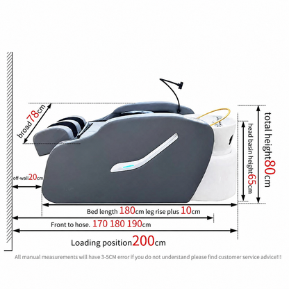 Clean modern salon hair washing bed dimensions