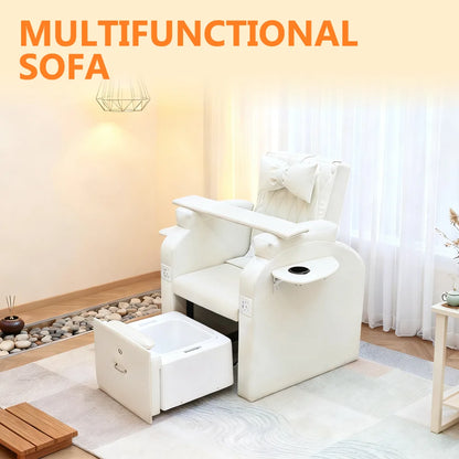 Electric White Manicure Pedicure Chairs Foot Care Spa Massage Without Plumbing