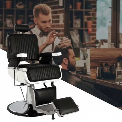 Heavy-Duty Reclining Hydraulic Barber Chair with Footrest