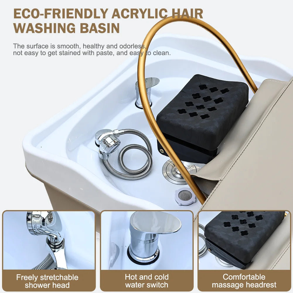 Brown Design Massage Table Head Spa Equipment Bed With Water Cycle Heater and Storage Space
