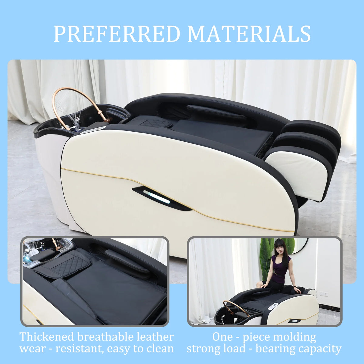 Luxury Electric 4D Full Body Head Spa Bed with Leather Hair Washing Massage