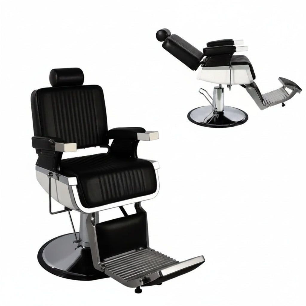 Heavy-Duty Reclining Hydraulic Barber Chair with Footrest