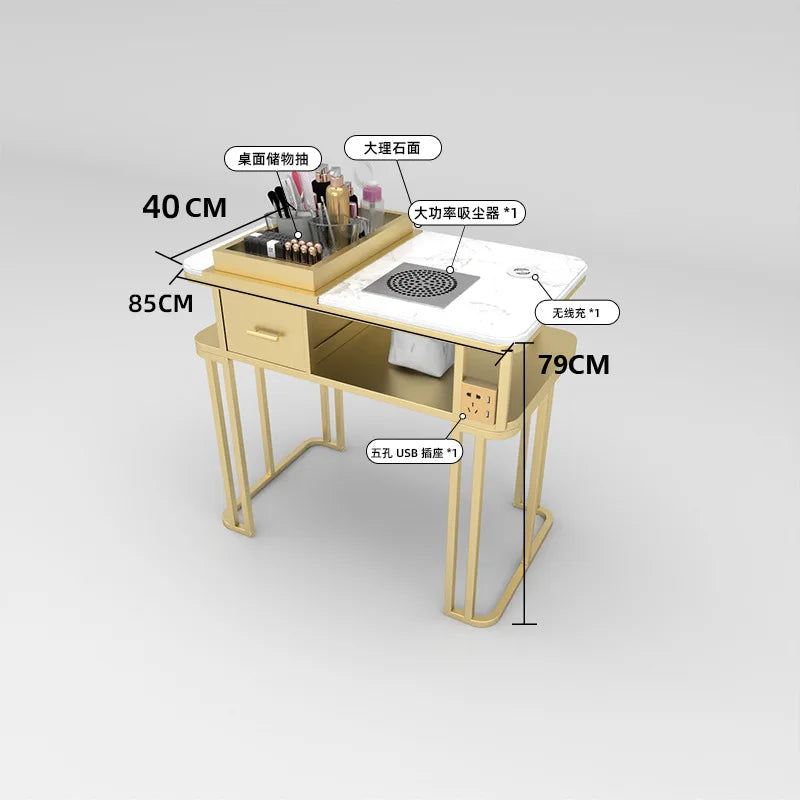 Professional Nail Table with Storage Drawers