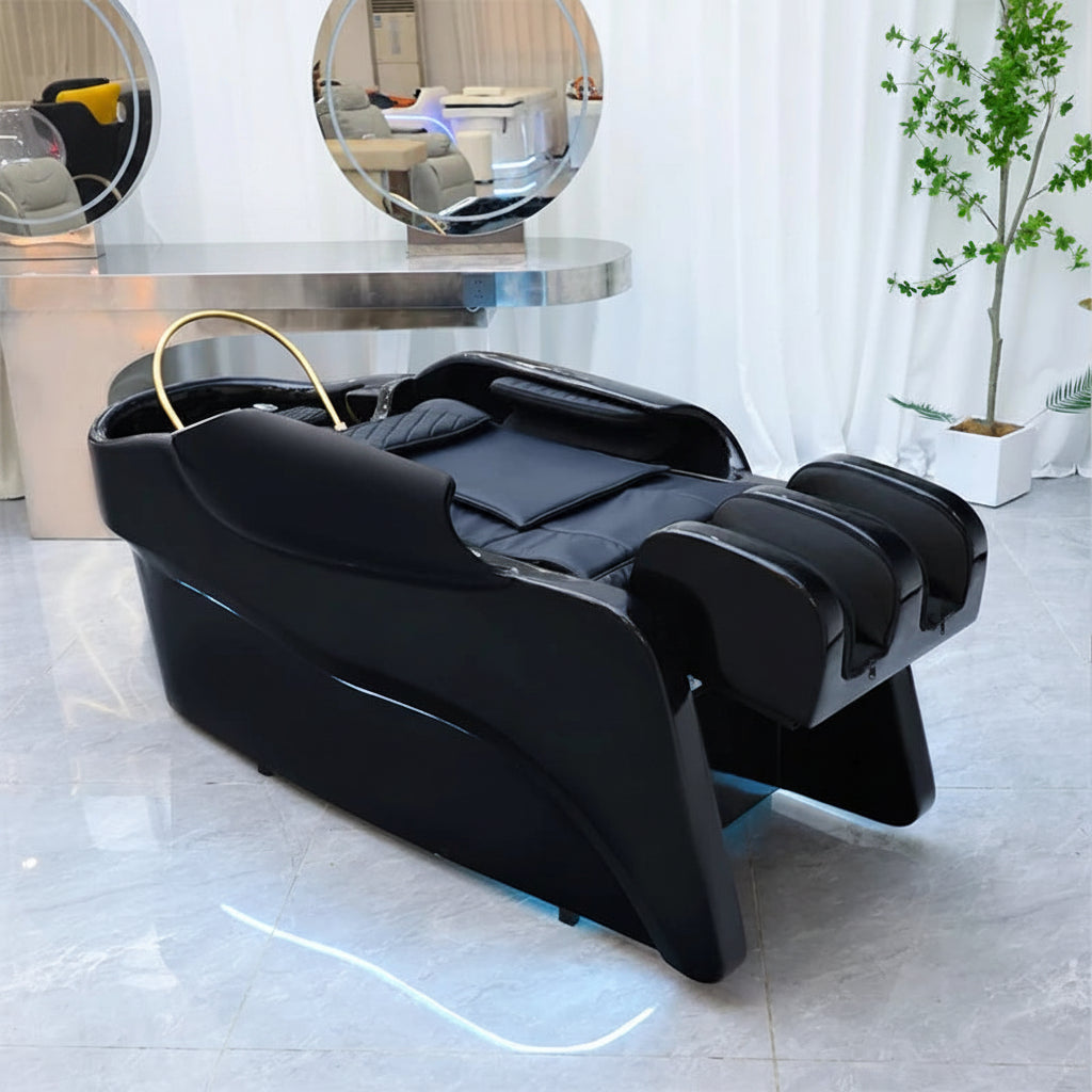 Barbershop Salon Furniture Ceramic Wash Basin Head Spa Water Therapy Bed Shampoo Massage Bed with Sink for Hair Salons