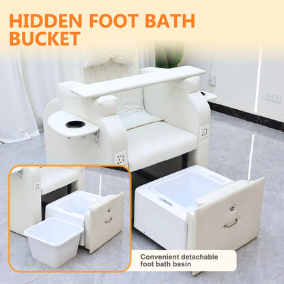 Electric White Manicure Pedicure Chairs Foot Care Spa Massage Without Plumbing
