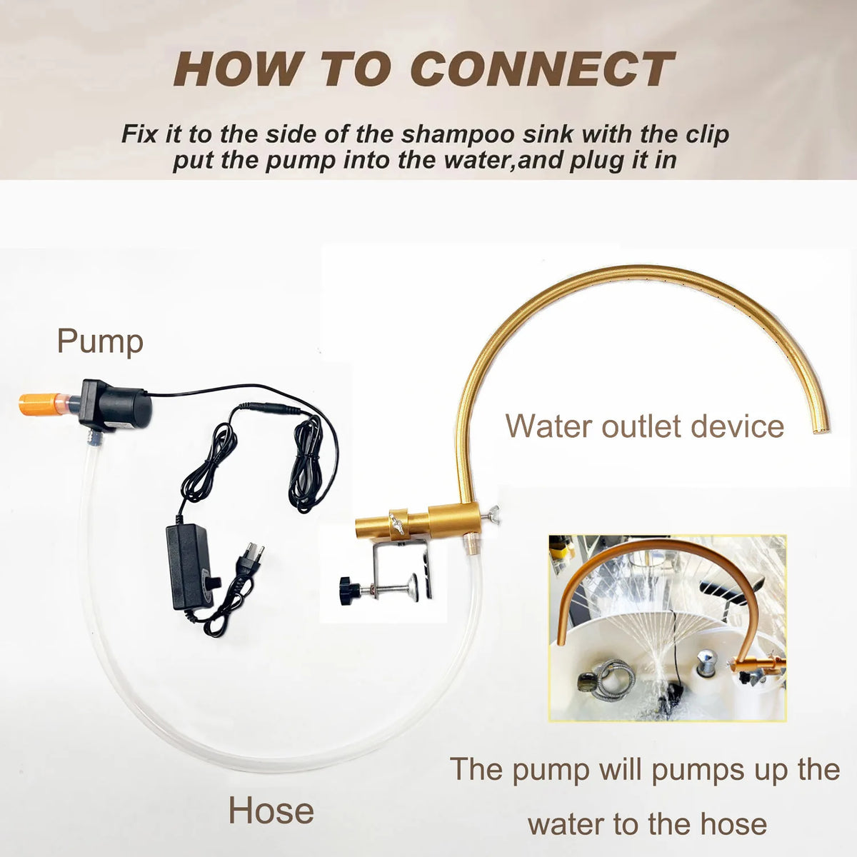 Head Spa Waterfall Circulation Pump for Shampoo Sink