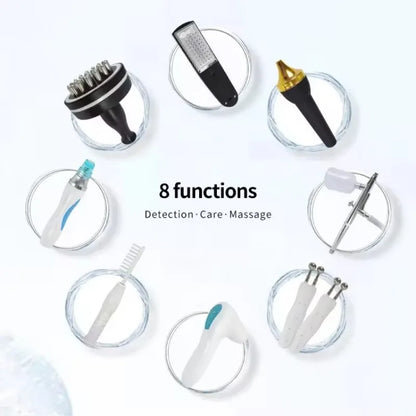 8 in 1 Scalp Treatment Machine High Frequency Vibration Hair Growth Scalp Massager Hair Analysis Device