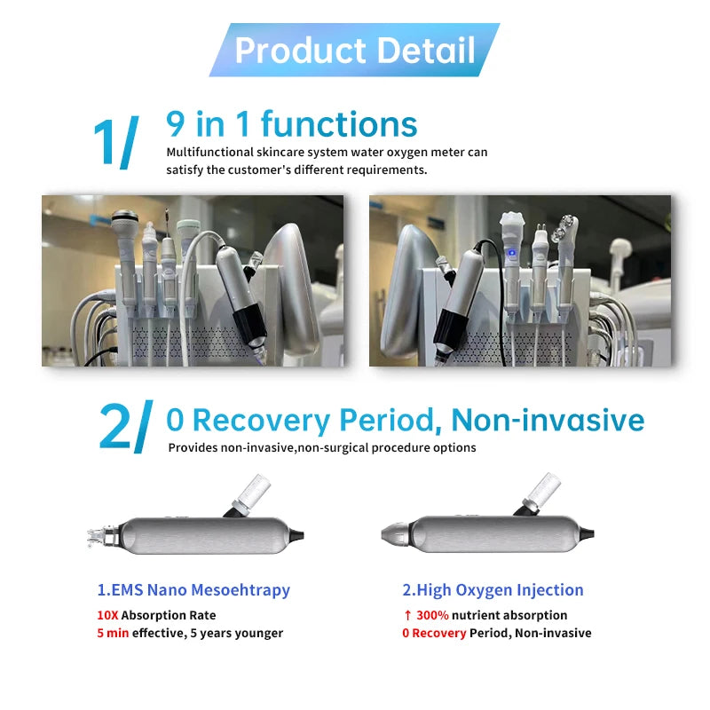 Best Selling 9 In 1 Super CO2 Bubble 6 Facial Skin Care Portable Facial Care Machine Facial Lifting Skin Rejuvenation