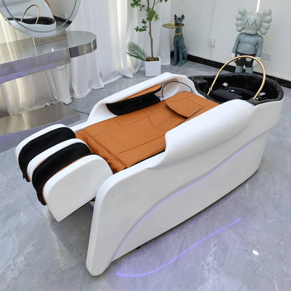 Barbershop Salon Furniture Ceramic Wash Basin Head Spa Water Therapy Bed Shampoo Massage Bed with Sink for Hair Salons
