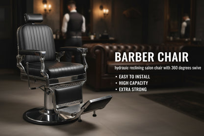 Heavy-Duty Reclining Hydraulic Barber Chair with Footrest