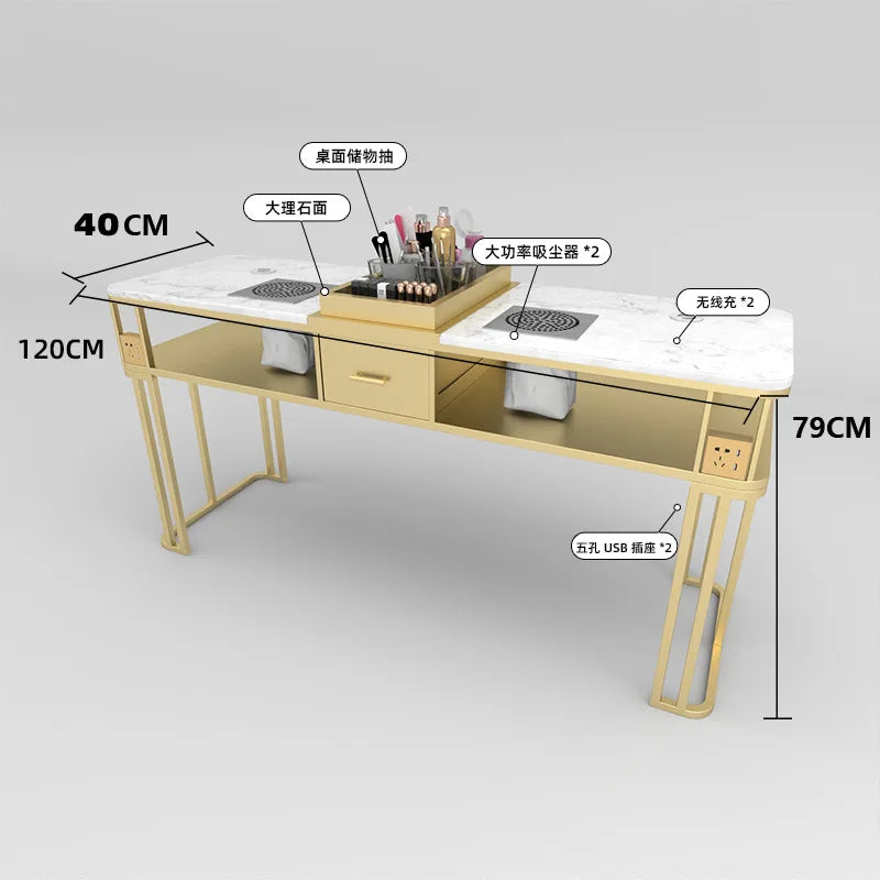Professional Nail Table with Storage Drawers