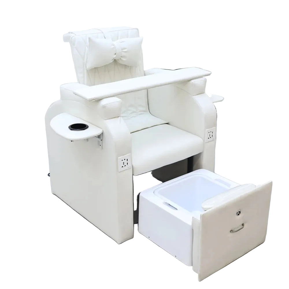 Electric White Manicure Pedicure Chairs Foot Care Spa Massage Without Plumbing