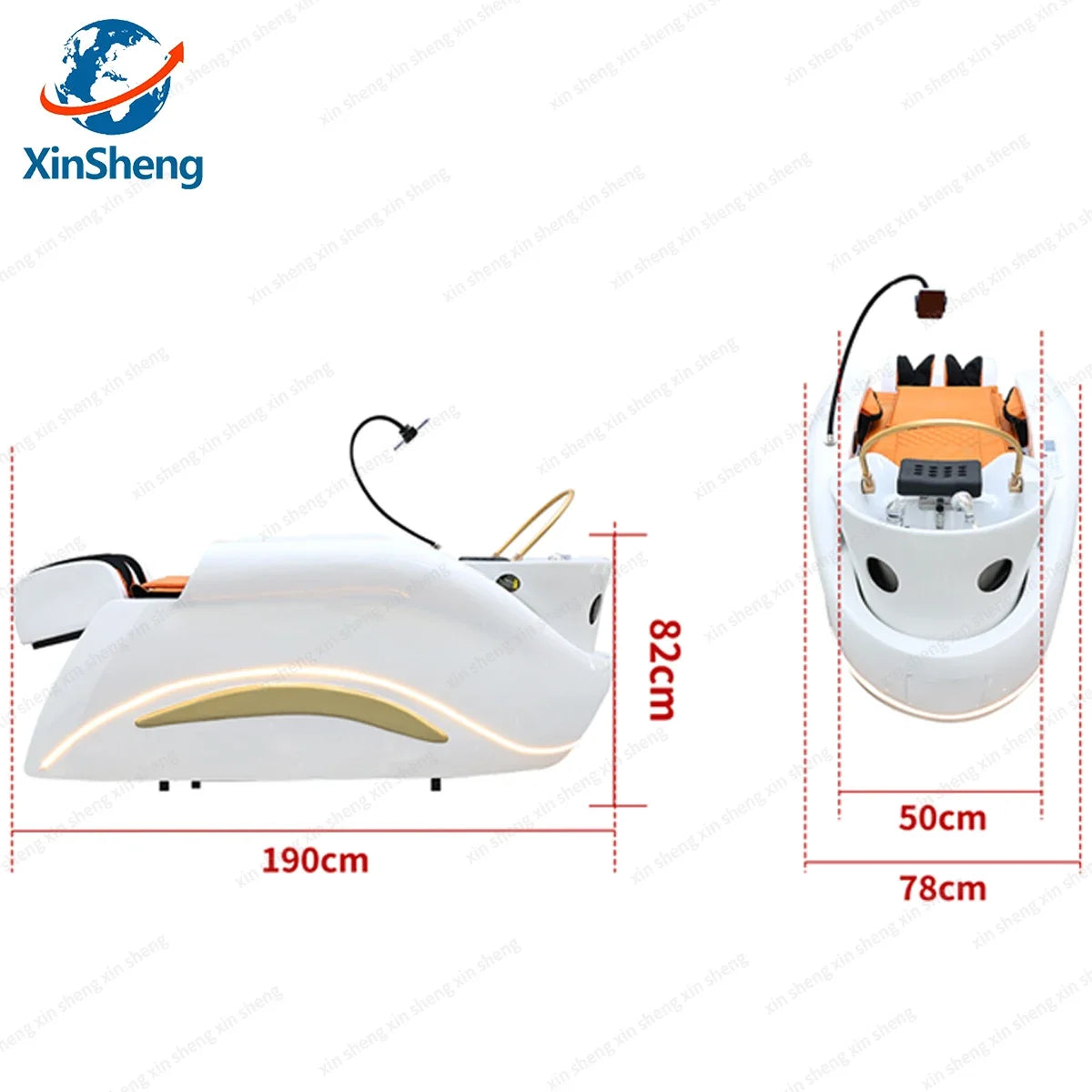 Premium All-in-One Head Spa Equipment, Electric Massage Shampoo Bed with LED Ambient Light for Hair Salon Store, Smart Furniture