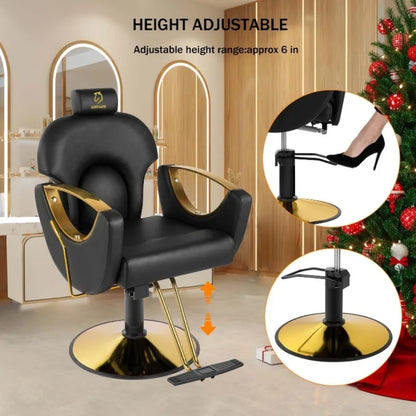 Salon Barber Chair Hydraulic Hair Chair with Reclining Backrest Adjustable Hydraulic Pump Beauty Chair for Barbershop Salon