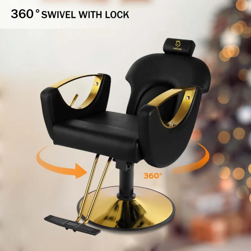 Salon Barber Chair Hydraulic Hair Chair with Reclining Backrest Adjustable Hydraulic Pump Beauty Chair for Barbershop Salon
