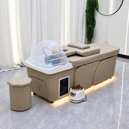 Brown salon head spa bed clean front view