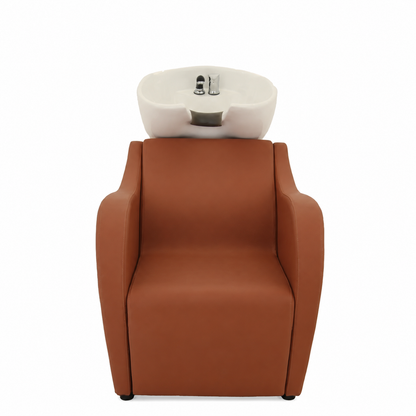 Clean salon shampoo chair – front view